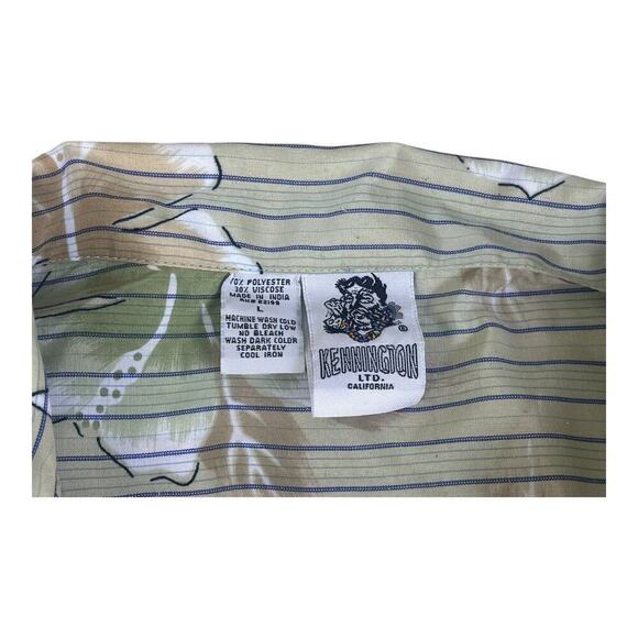 Kennington California Mens Hawaiian Shirt Large Tan Floral Camp Club Vintage - Picture 11 of 11